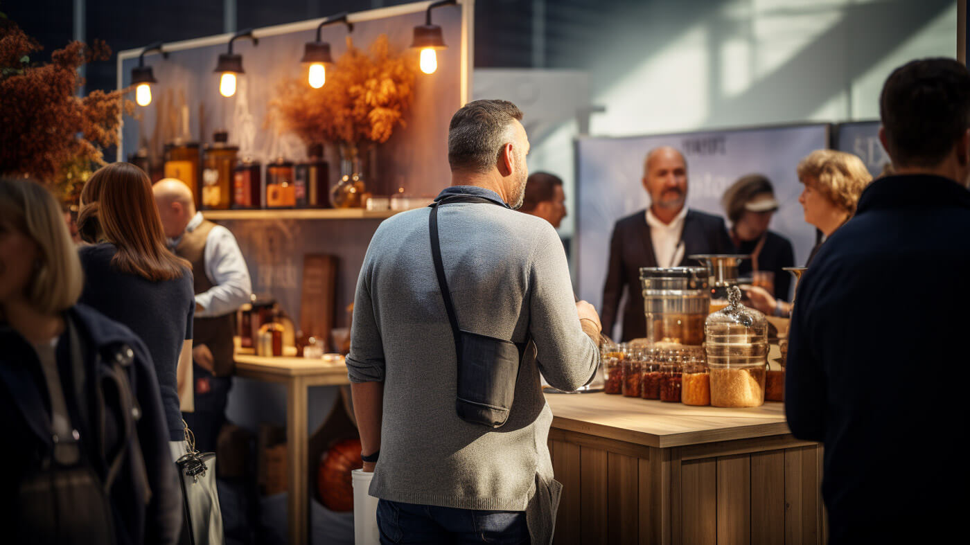 Besucher auf einer Messe, AI-generiert Besucher einer Messe